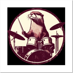 Funny otter drummer Posters and Art